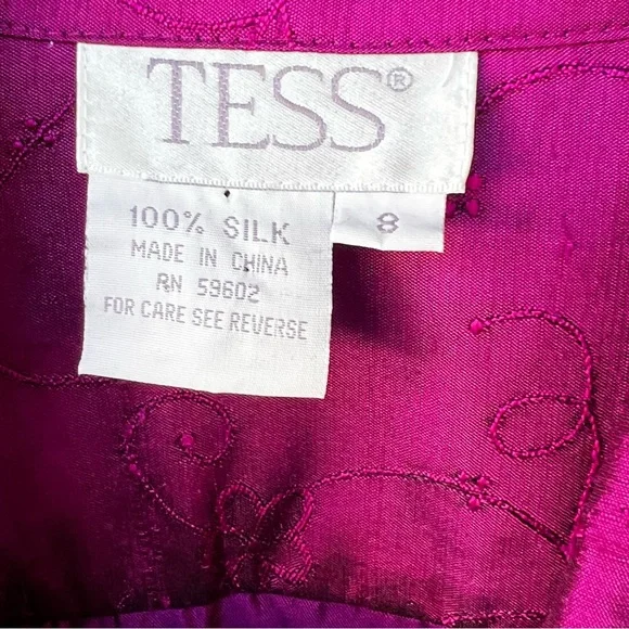 Purple Silk Wrap Surplice Career Blouse Embroidered Size 8 - Picture 3 of 7